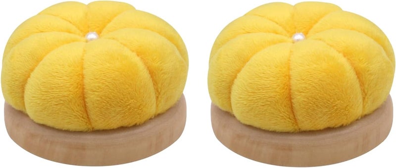 Uxney Pin Cushion,Wooden Sewing Pin Cushion Pincushion Needle Cushion for Sewing Quilting Needlework DIY Crafts(Yellow,2 PCS) - Image 1